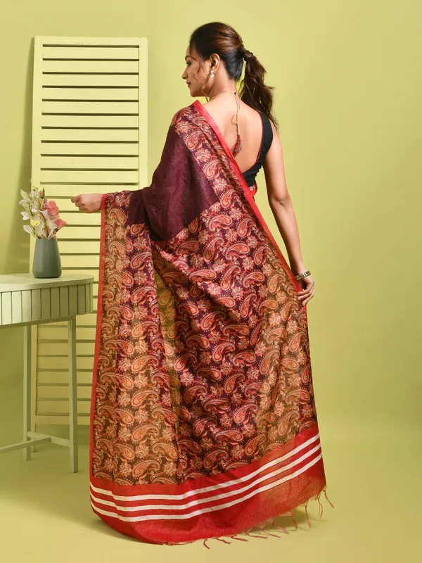 Maroon_Silk_Blend_Embroidered_Sarees_For_Women