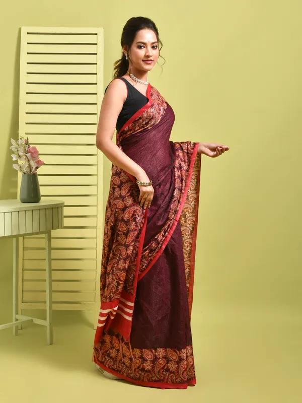 Maroon_Silk_Blend_Embroidered_Sarees_For_Women