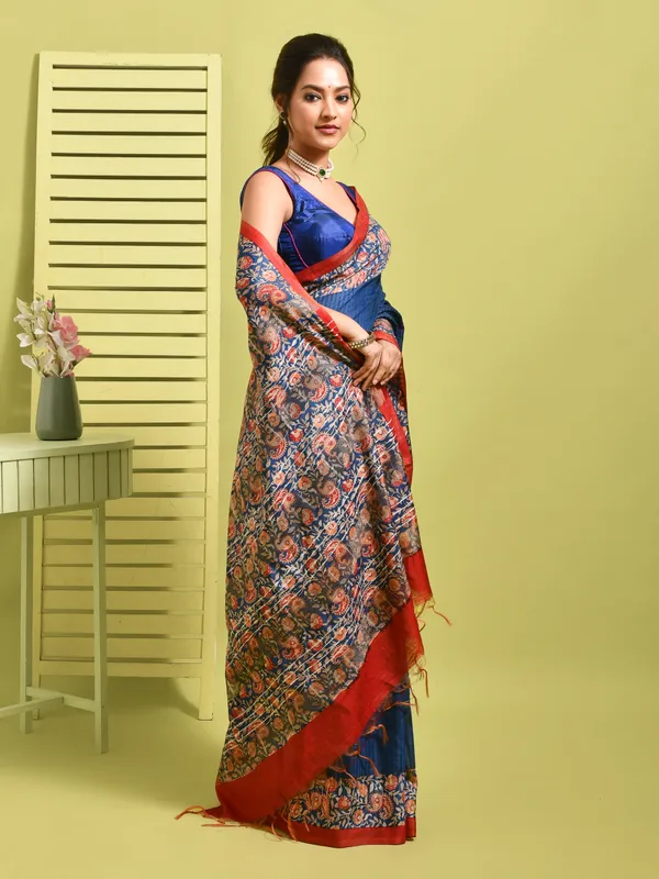 Blue_Silk_Blend_Embroidered_Sarees_For_Women
