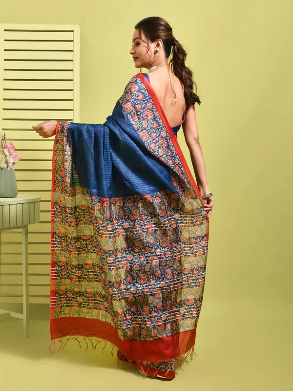 Blue_Silk_Blend_Embroidered_Sarees_For_Women