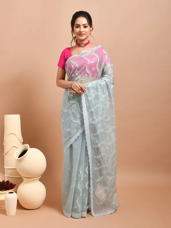 Blue_Poly_Chiffon_Embroidered_Sarees_For_Women