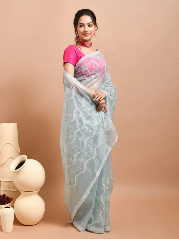 Blue_Poly_Chiffon_Embroidered_Sarees_For_Women