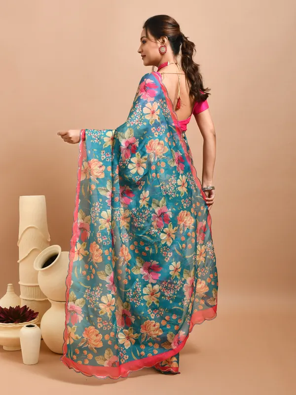Green_Organza_Embellished_Sarees_For_Women