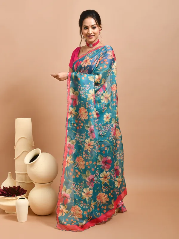 Green_Organza_Embellished_Sarees_For_Women