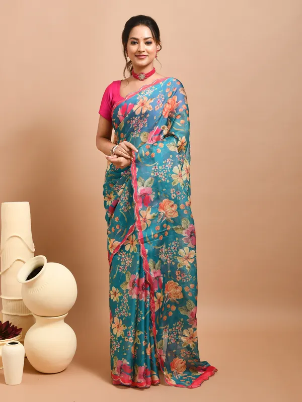 Green_Organza_Embellished_Sarees_For_Women