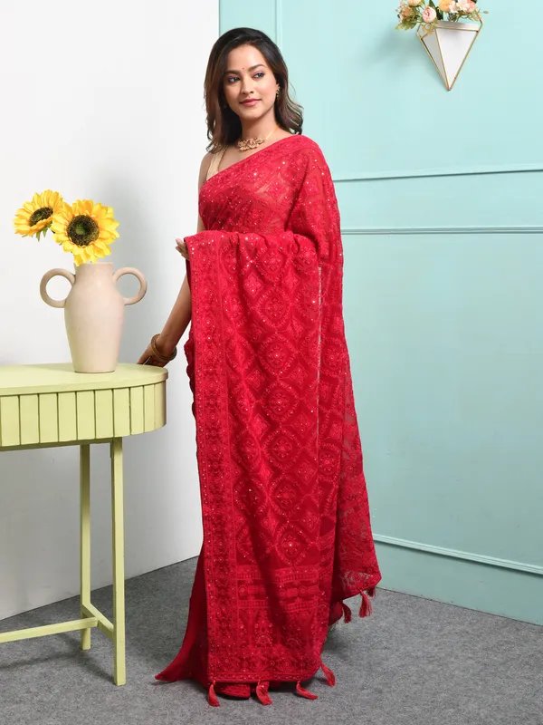 Pink_Pure_Georgette_Embroidered_Sarees_For_Women