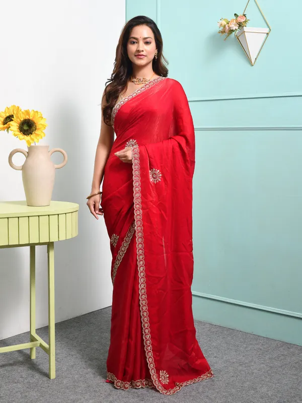 Pink_Satin_Embroidered_Sarees_For_Women