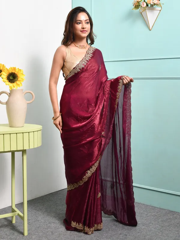 Purple_Satin_Embroidered_Sarees_For_Women