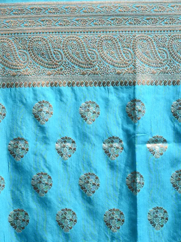 Blue_Silk_Blend_Embroidered_Sarees_For_Women