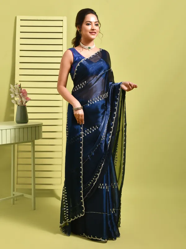 Blue_Poly_Chiffon_Embroidered_Sarees_For_Women