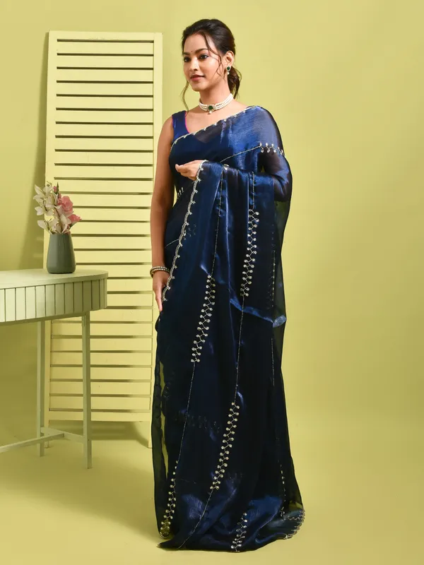 Blue_Poly_Chiffon_Embroidered_Sarees_For_Women