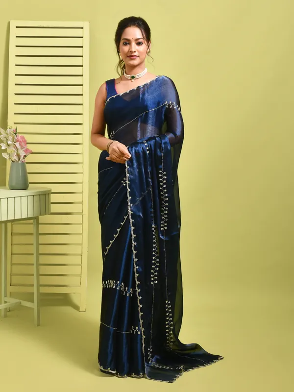 Blue_Poly_Chiffon_Embroidered_Sarees_For_Women