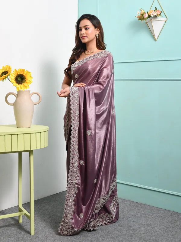 Purple_Satin_Embellished_Sarees_For_Women