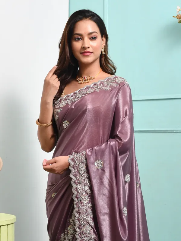 Purple_Satin_Embellished_Sarees_For_Women