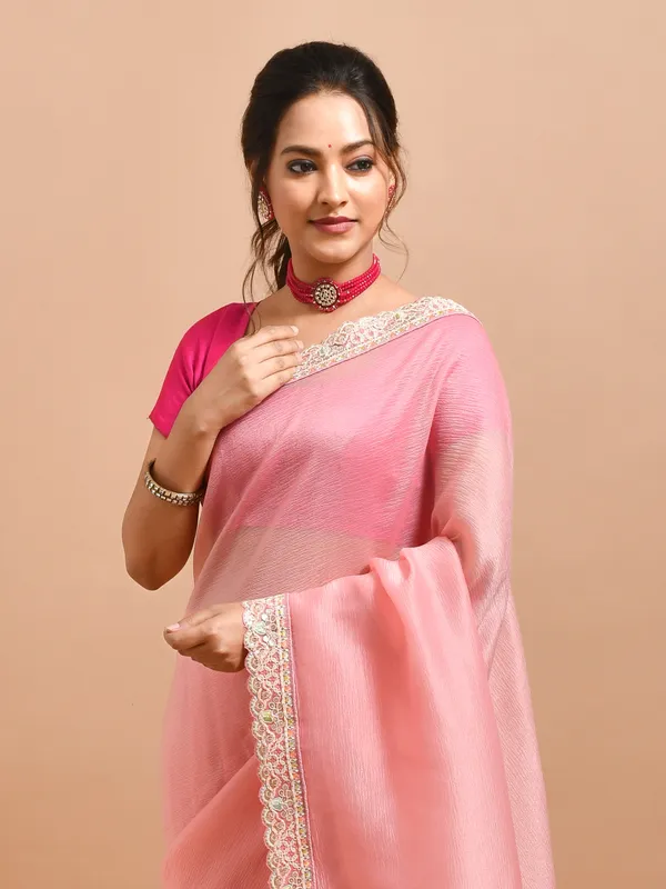 Pink_Organza_Embellished_Sarees_For_Women