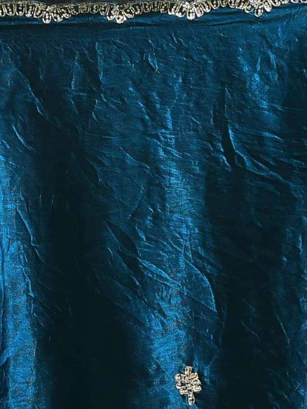 Blue_Satin_Embellished_Sarees_For_Women