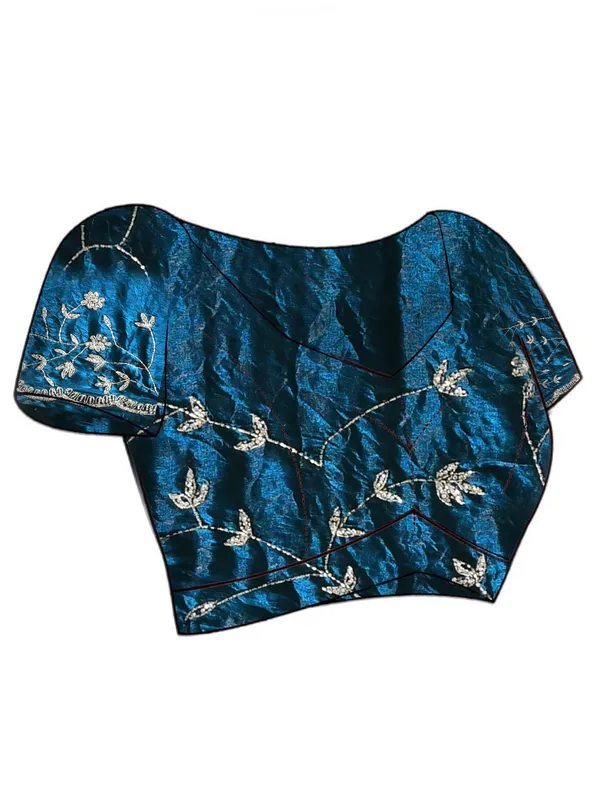 Blue_Satin_Embellished_Sarees_For_Women