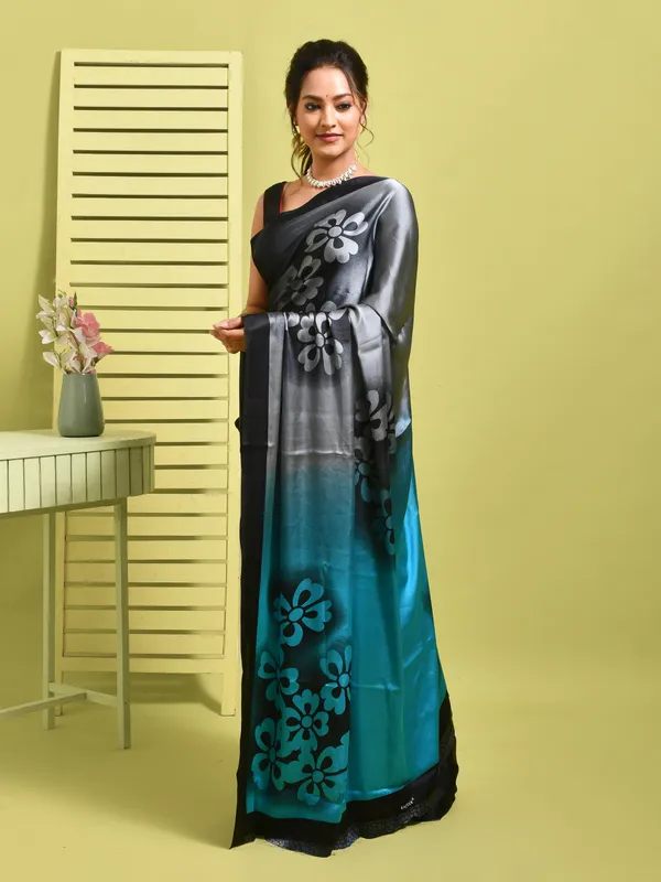 Black_Satin_Solid_Sarees_For_Women
