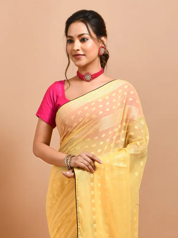 Yellow_Poly_Chiffon_Embroidered_Sarees_For_Women