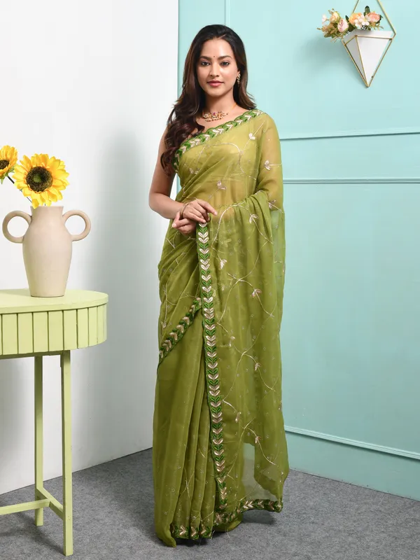 Green_Poly_Chiffon_Embroidered_Sarees_For_Women