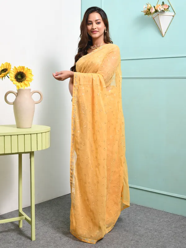 Yellow_Poly_Chiffon_Embroidered_Sarees_For_Women