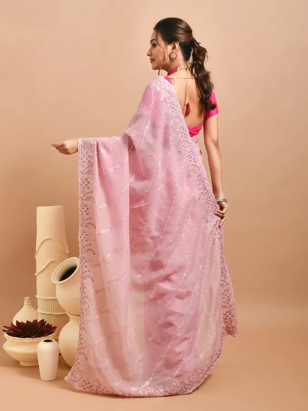 Pink_Poly_Chiffon_Embroidered_Sarees_For_Women
