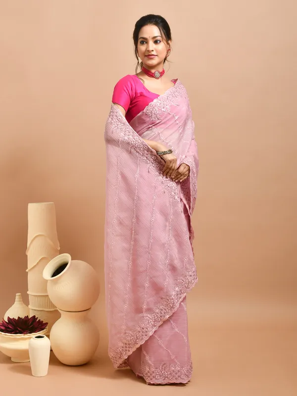 Pink_Poly_Chiffon_Embroidered_Sarees_For_Women
