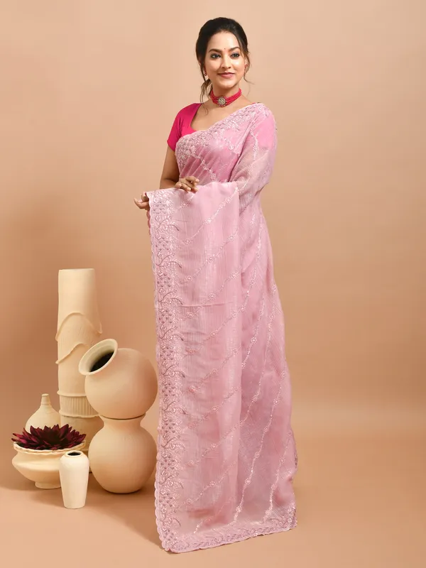 Pink_Poly_Chiffon_Embroidered_Sarees_For_Women