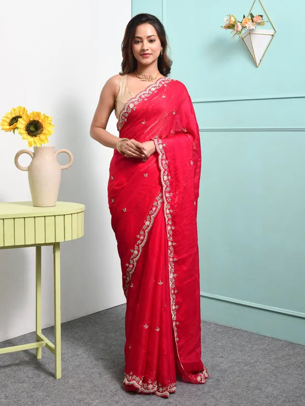 Pink_Satin_Embroidered_Sarees_For_Women