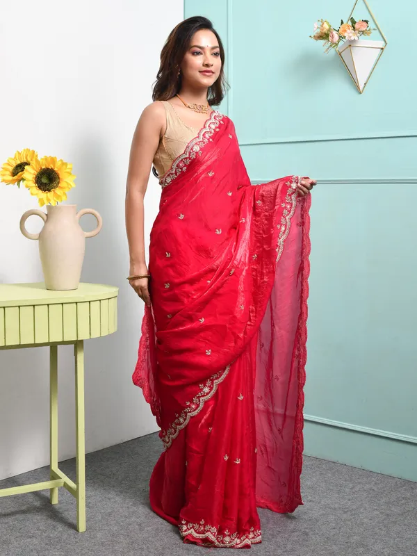 Pink_Satin_Embroidered_Sarees_For_Women