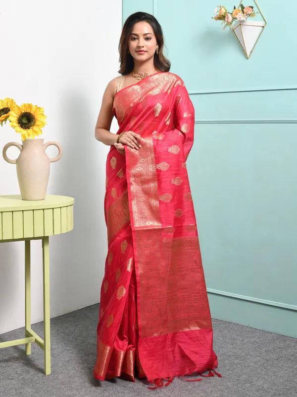 Pink_Silk_Blend_Embroidered_Sarees_For_Women