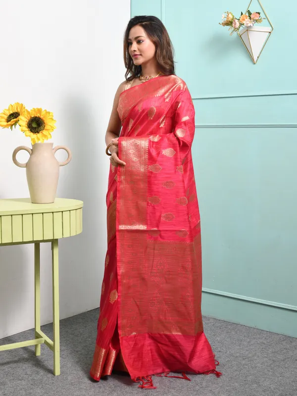 Pink_Silk_Blend_Embroidered_Sarees_For_Women