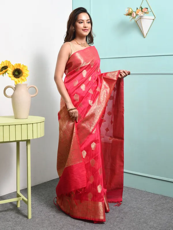 Pink_Silk_Blend_Embroidered_Sarees_For_Women