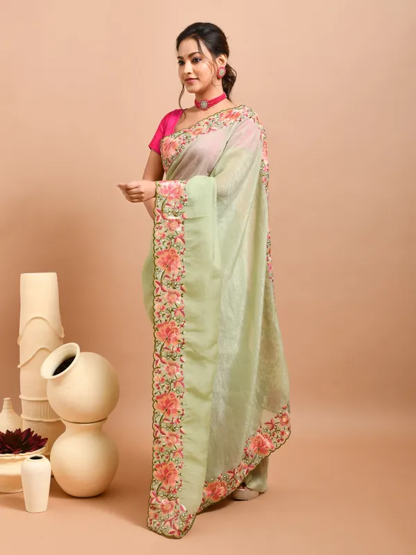 Green_Poly_Chiffon_Embroidered_Sarees_For_Women