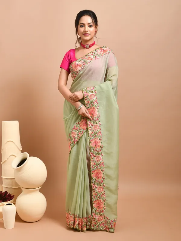 Green_Poly_Chiffon_Embroidered_Sarees_For_Women