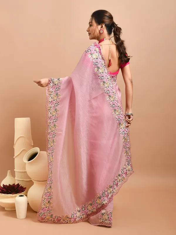 Pink_Poly_Chiffon_Embroidered_Sarees_For_Women
