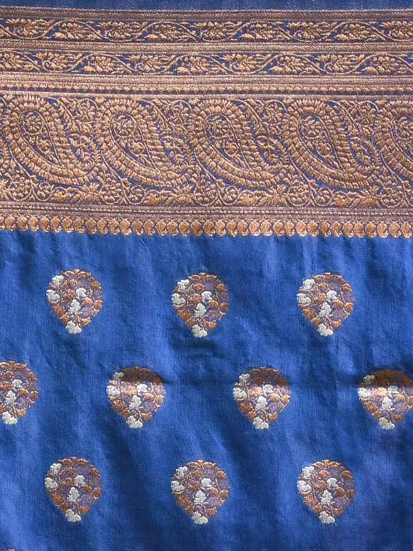Blue_Silk_Blend_Embroidered_Sarees_For_Women
