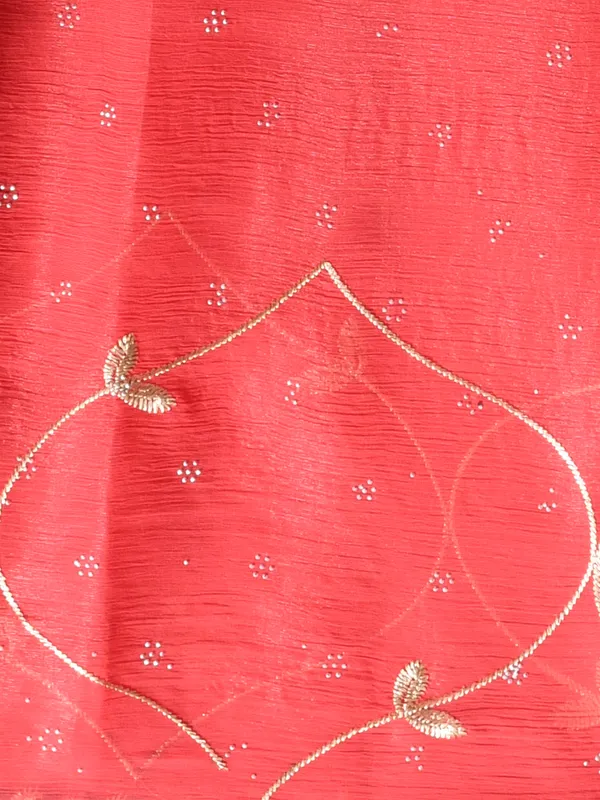 Peach_Poly_Chiffon_Embroidered_Sarees_For_Women