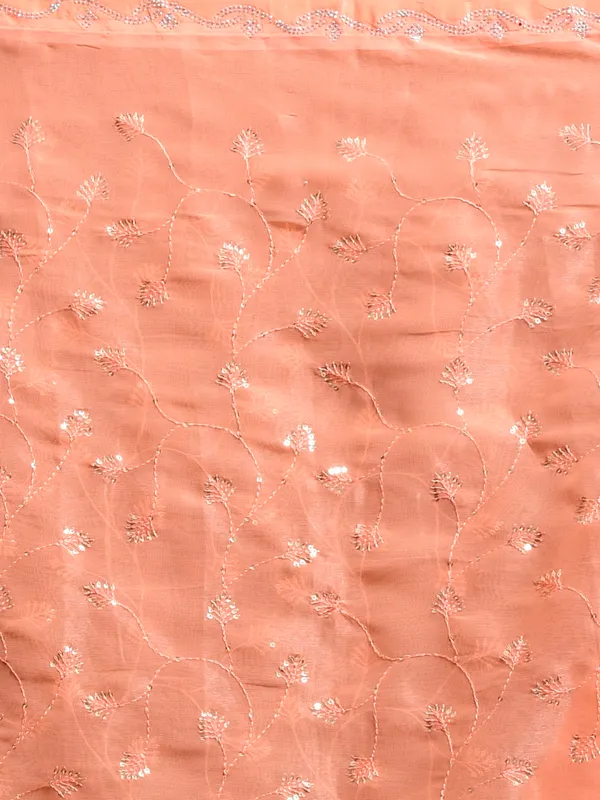 Peach_Poly_Chiffon_Embroidered_Sarees_For_Women