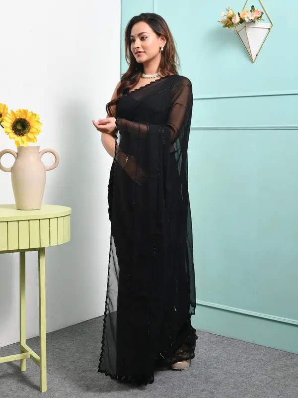 Black_Pure_Georgette_Embroidered_Sarees_For_Women