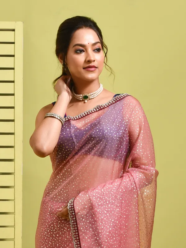 Pink_Organza_Embellished_Sarees_For_Women