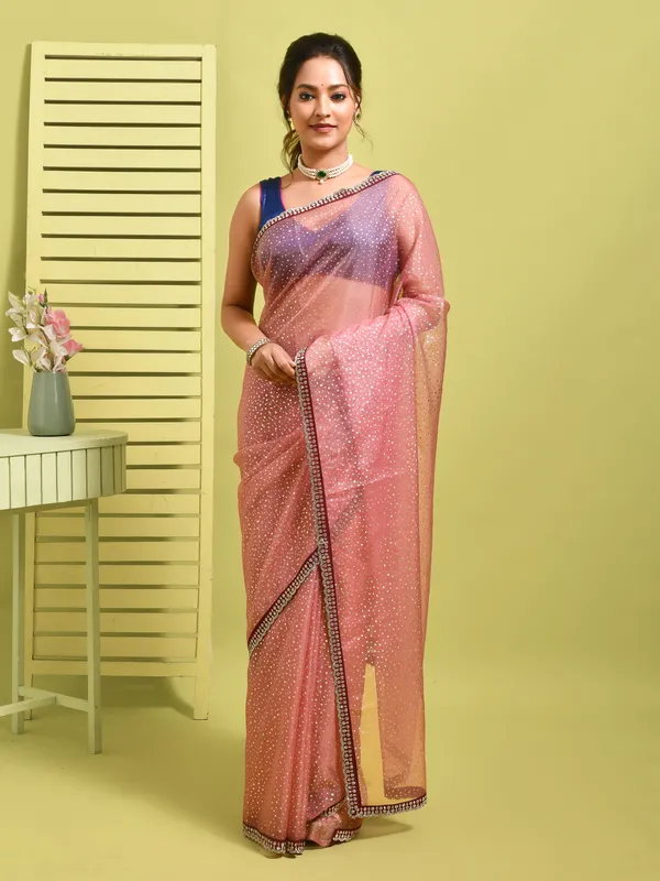 Pink_Organza_Embellished_Sarees_For_Women