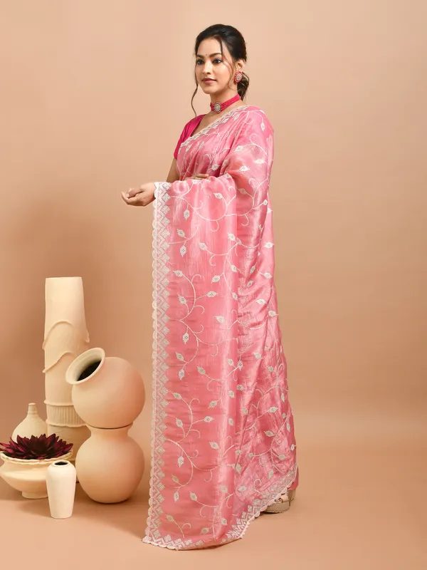 Pink_Poly_Chiffon_Embroidered_Sarees_For_Women