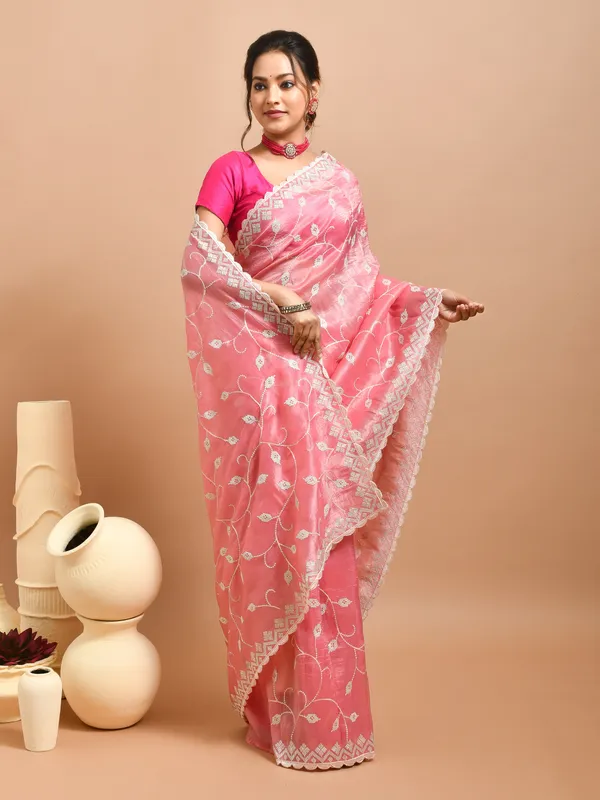 Pink_Poly_Chiffon_Embroidered_Sarees_For_Women