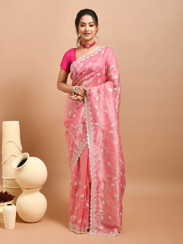 Pink_Poly_Chiffon_Embroidered_Sarees_For_Women