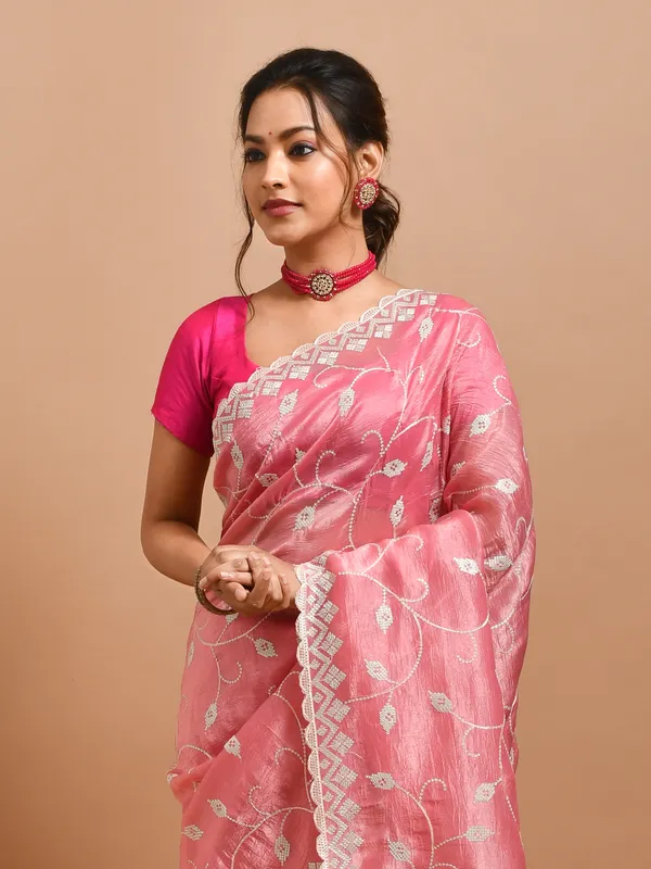 Pink_Poly_Chiffon_Embroidered_Sarees_For_Women