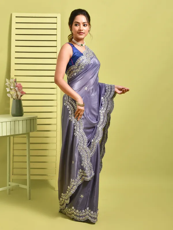 Purple_Satin_Embellished_Sarees_For_Women