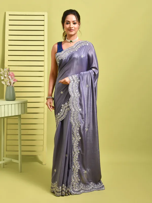 Purple_Satin_Embellished_Sarees_For_Women