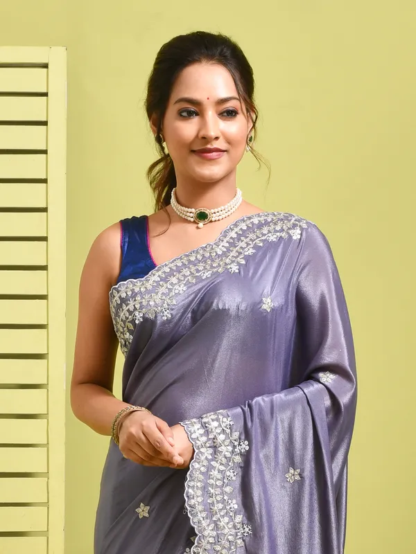Purple_Satin_Embellished_Sarees_For_Women