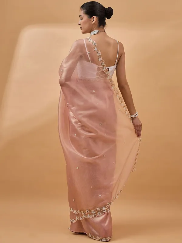 Peach_colour_Tissue_Saree_for_Women